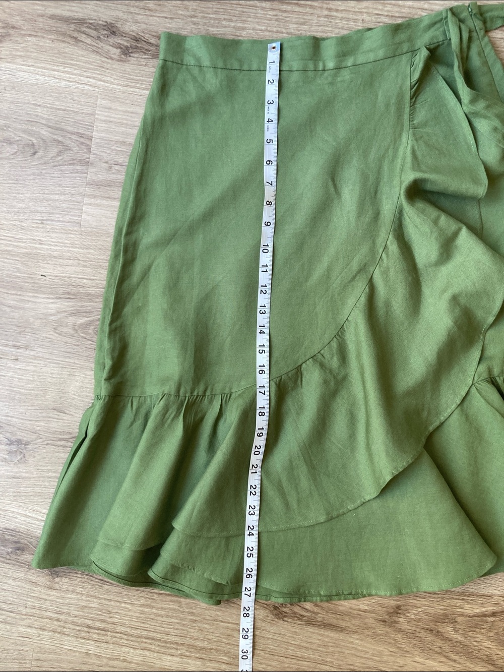 Ann Taylor Factory Olive Green Ruffle Tie-Waist Midi Skirt - Picture 5 of 6